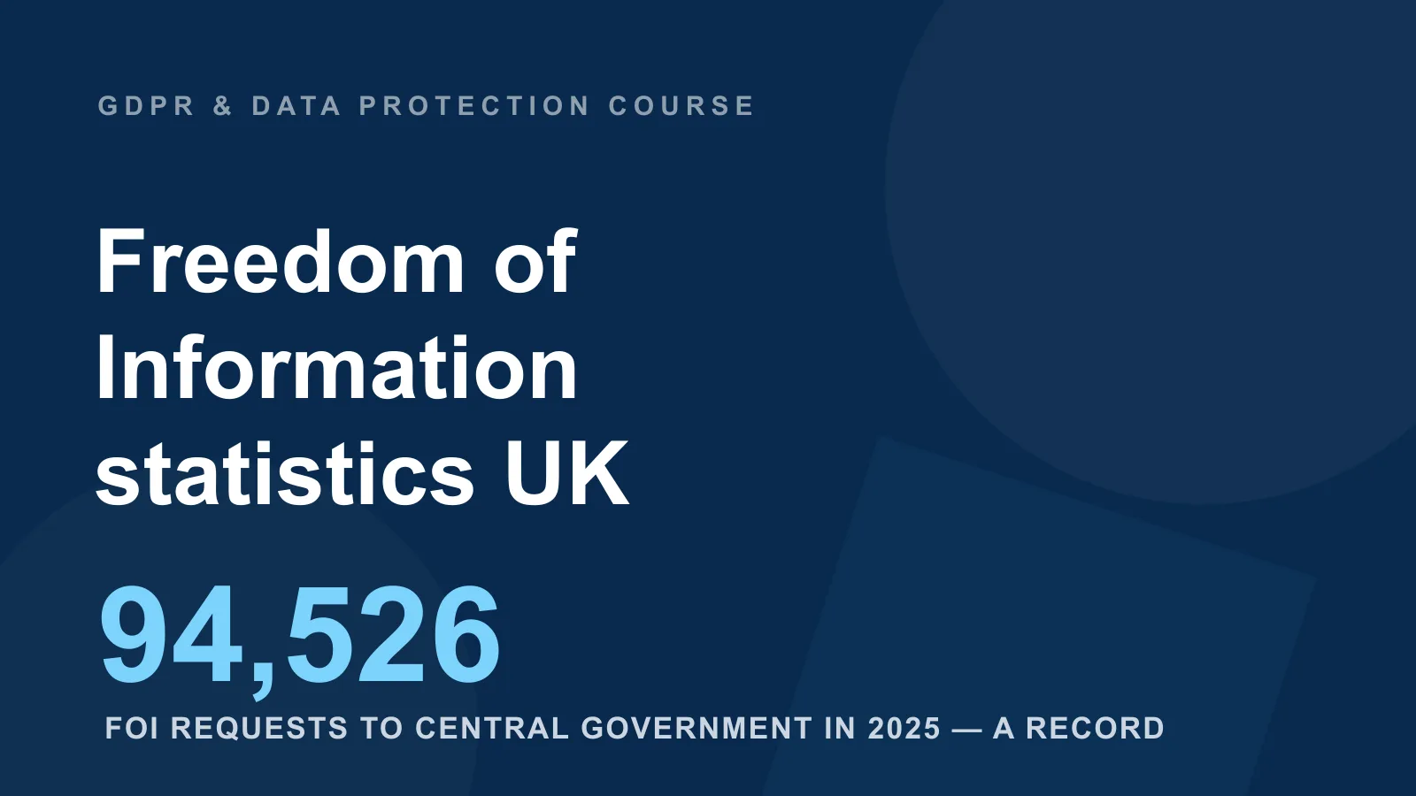 Freedom of information statistics UK — 94,526 FOI requests received by central government in 2025, a record high