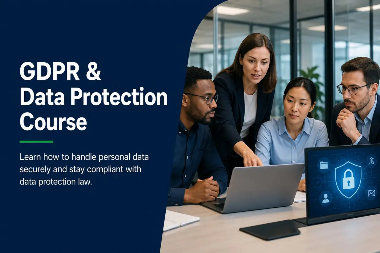 Person working securely with personal data on a laptop — GDPR & data protection training